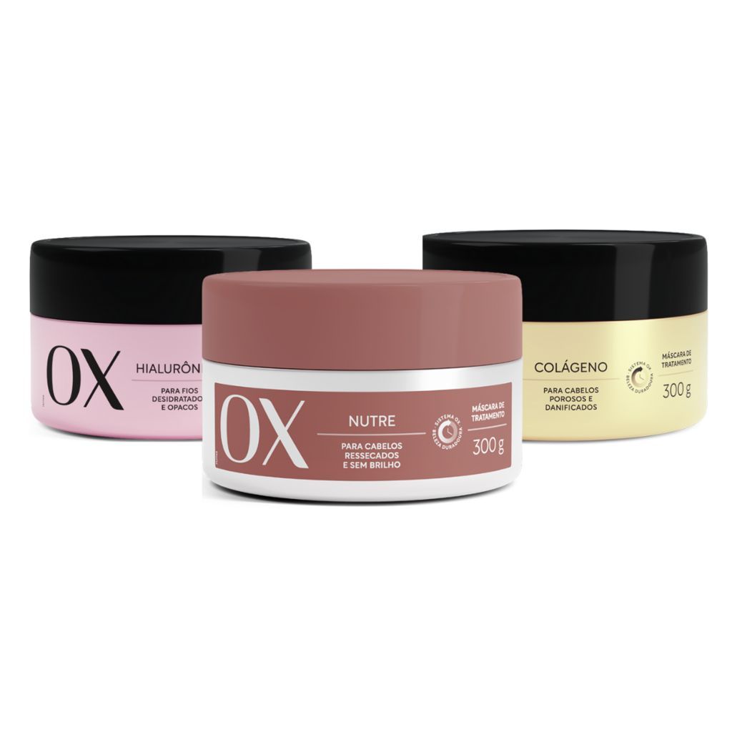 Cronograma Capilar de Mascaras OX 300g ( Hialurônico + Nutre + Colágeno ) - Envio Rápido