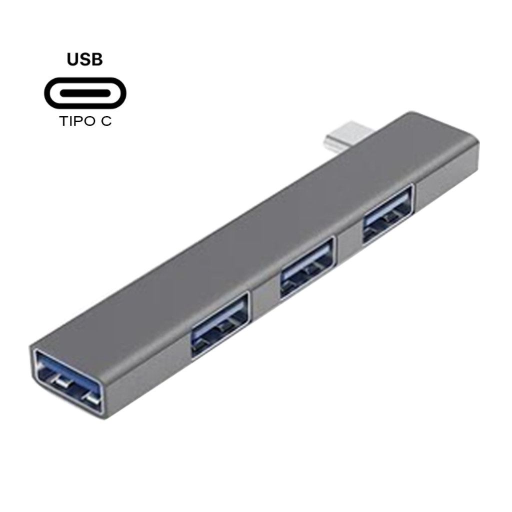 HUB USB Tipo C em aluminio discreto alta velocidade de transmissão de dado transforma uma porta USB tipo c em 4 portas USB