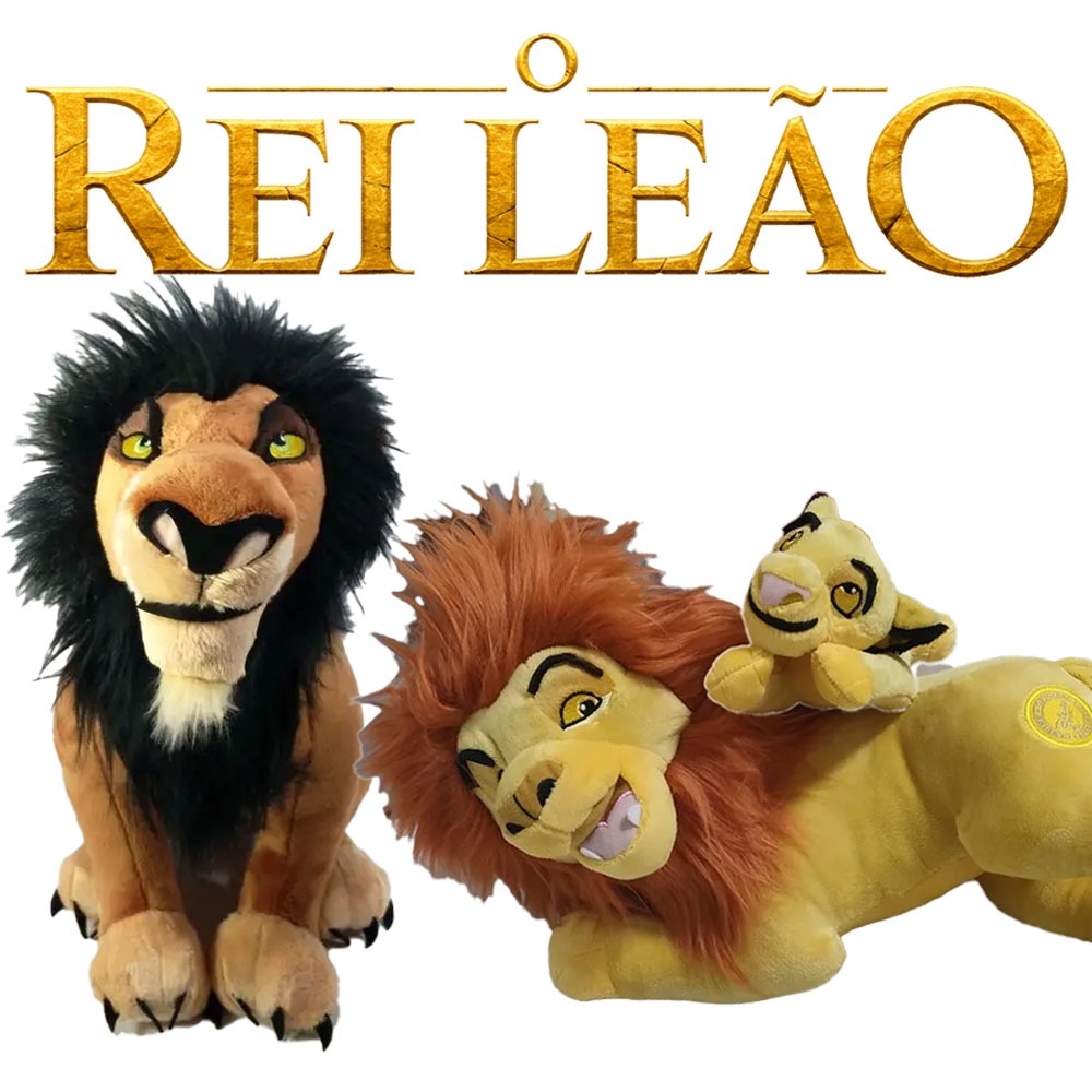 Pelucia Rei Leão Simba Mufasa Scar Timão e Pumba Pelucia Disney Original Fofo Fofinho Infantil Boneco de Pelucia Detalhado Gigante Grande