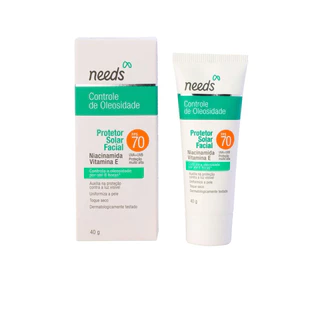 Protetor Solar Facial Needs Controle de Oleosidade SEM COR OU COM COR FPS 70 40g