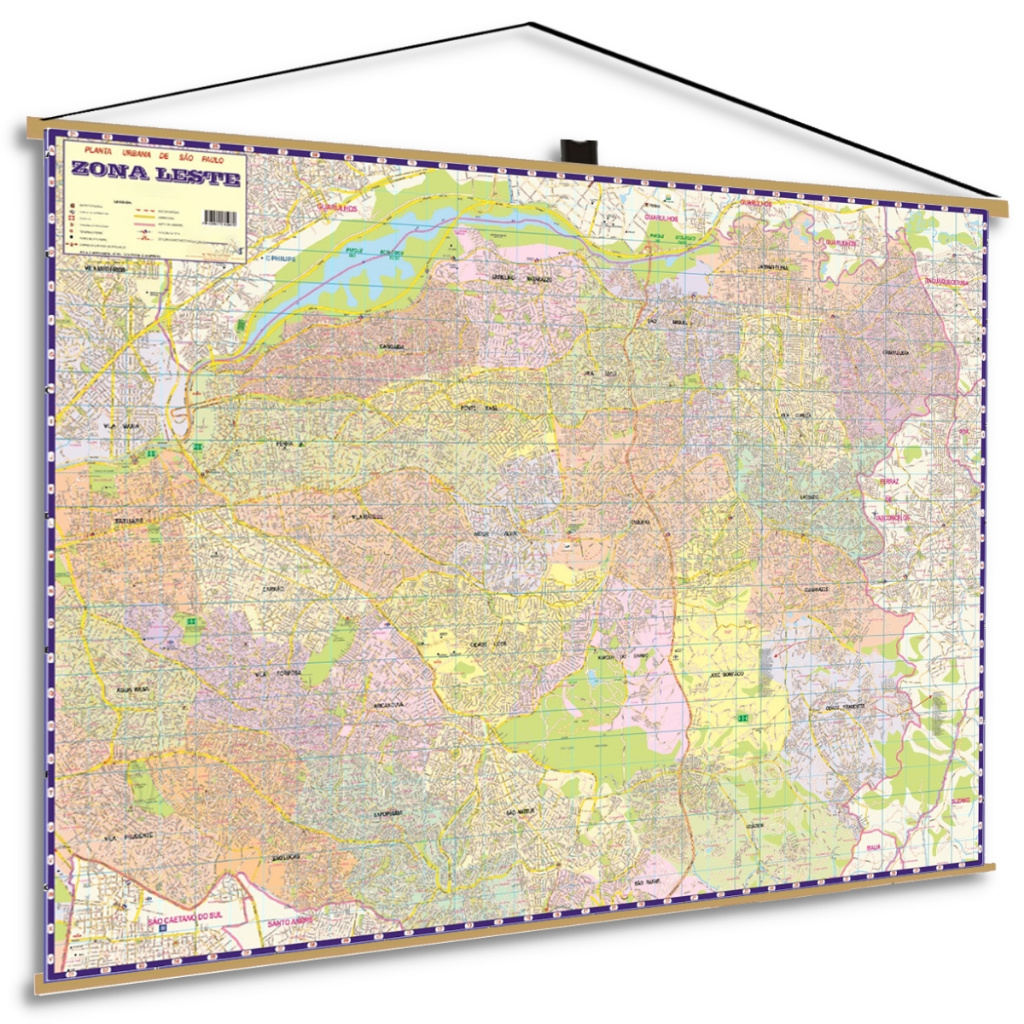Mapa São Paulo Região Zona Leste Parcial Banner Poster Guia Ruas ...