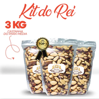[KIT DO REI] - 3KG de Castanha do Pará INTEIRA PREMIUM [COM ATM] - Rei das Castanhas