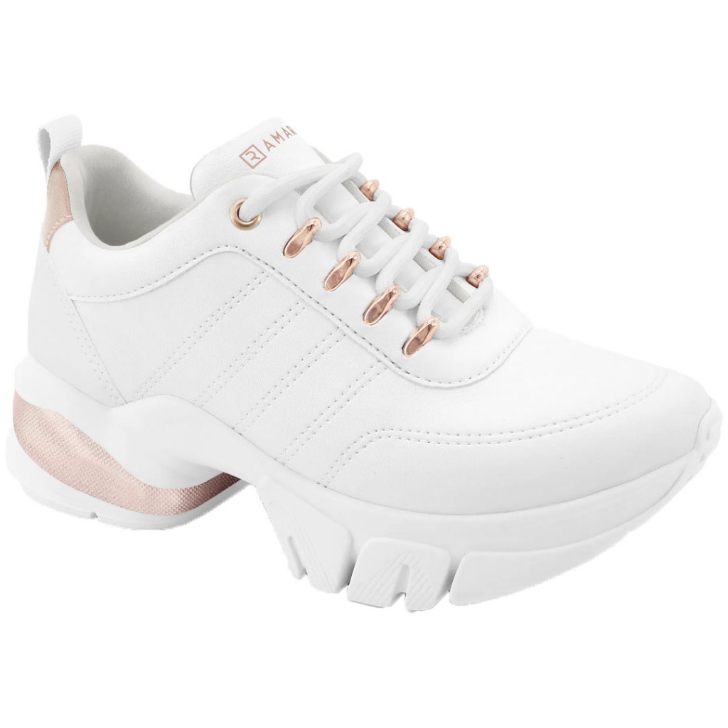 Tênis Ramarim Feminino Chunky Dad Sneaker Casual Plataforma Branco Rosa