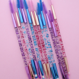 Kit 12 pincel e escovinhas 2 in 1 com glitter Extensão de Cílios e sobrancelha