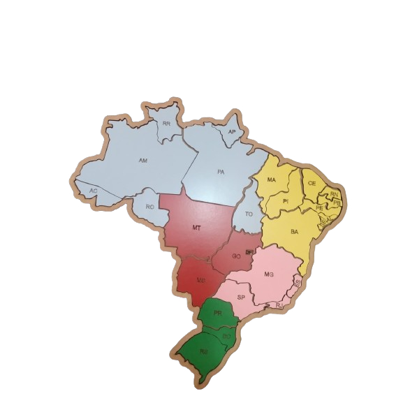 Quebra Cabeça Educativo Mapa Do Brasil Regiões Estados MDF Brinqmutti