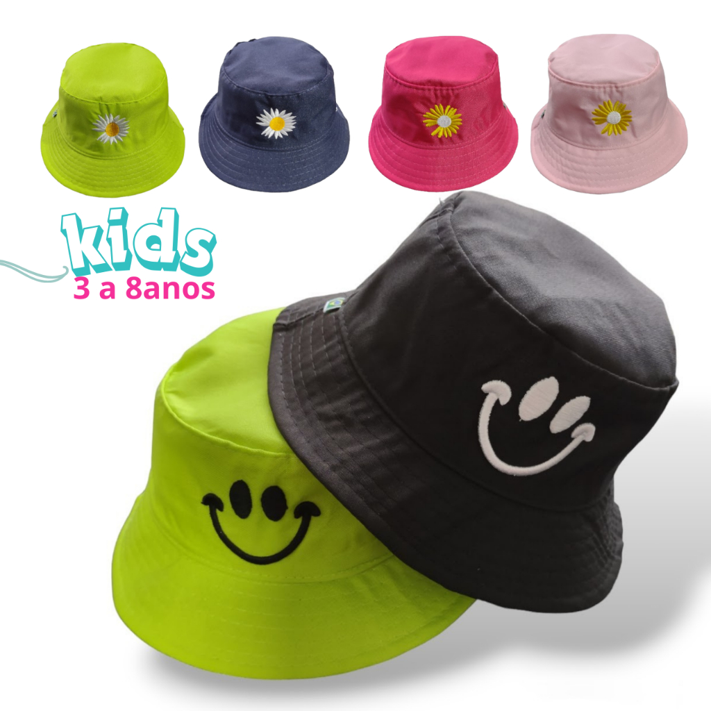 Chapéu Bucket Infantil Bordado Cata Ovo Moda Praia de Criança Menina ...