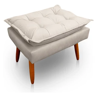 Puff Decorativo Opala Sala Quarto Recepção Penteadeira Decoração Pés Palito Confortável Acabamento Perfeito Suede