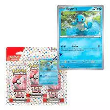 Pokemon blister triplo Pokemon coleção 151 Escarlate e Violeta _ Squirtle + 50 protetores de cards