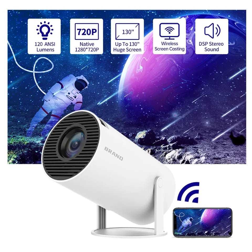 Projetor HY300 4k Wifi Portátil Android 11 Espelhamento Celular USB HDMI Bluetooth Smart Cinema 130 Polegadas