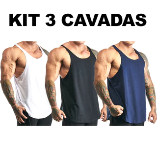Kit 3 Regatas Masculinas Algodão Lisas Sem Estampa Básico Diversas Cores Para Academia e Esportes