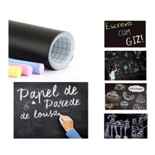 Papel Parede Adesivo Lousa Quadro Negro Preto Fosco Escrever 2m X60cm