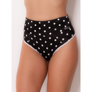 Kit 3 Calcinhas Fitness Poá Cintura Alta Com Compressão Seca Barriga Modeladora