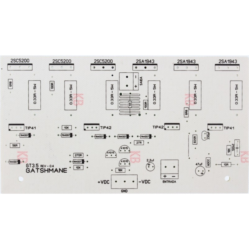 PLACA AMPLIFICADOR 400W 4 OHMS MONO 2SC5200/2SA1943
