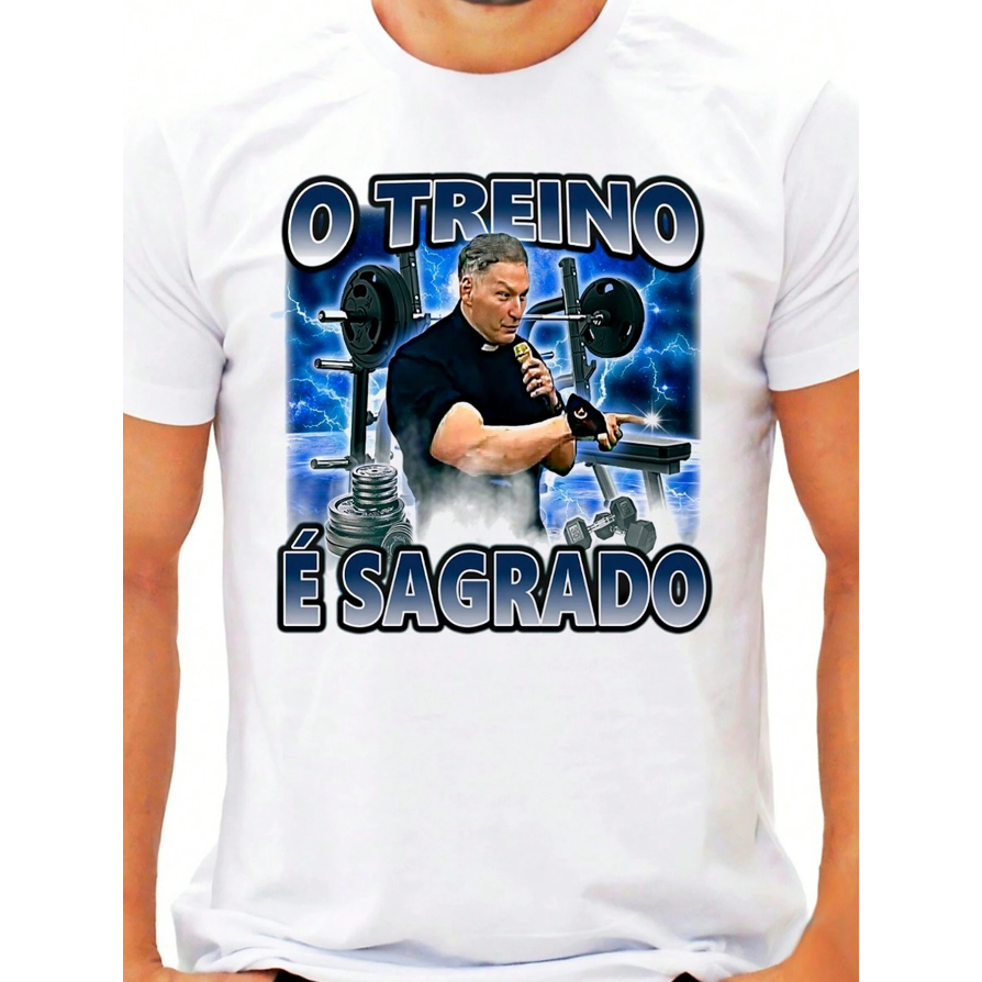 Camiseta T-Shirt Padre Marcelo Rossi Treino Sagrado Masculino e Feminino Unissex Plus