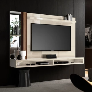 Painel Home para Tv até 55 Polegadas Ripado com Espelho Paris 160cm