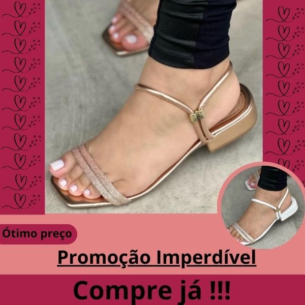 Sandália Feminina Salto Bloco Grosso Baixo Tamanco