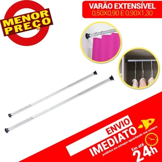 Suporte Bastão Varão Tubo Extensível de Pressão para Cortina Box Banheiro Resistente Fácil Instalação
