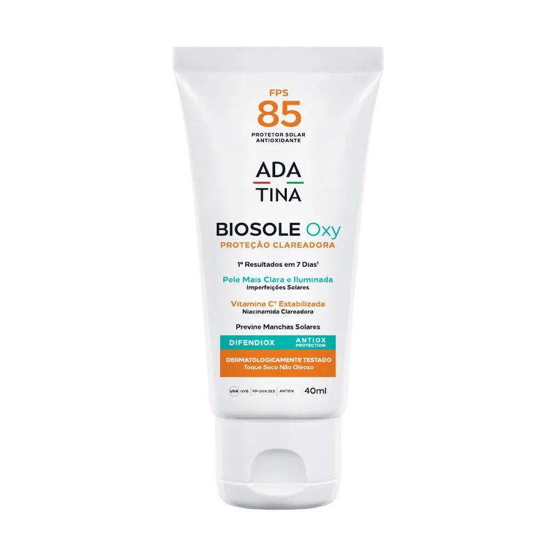 Protetor Solar Facial Clareador Ada Tina Biosole Oxy FPS 85 (40ml)