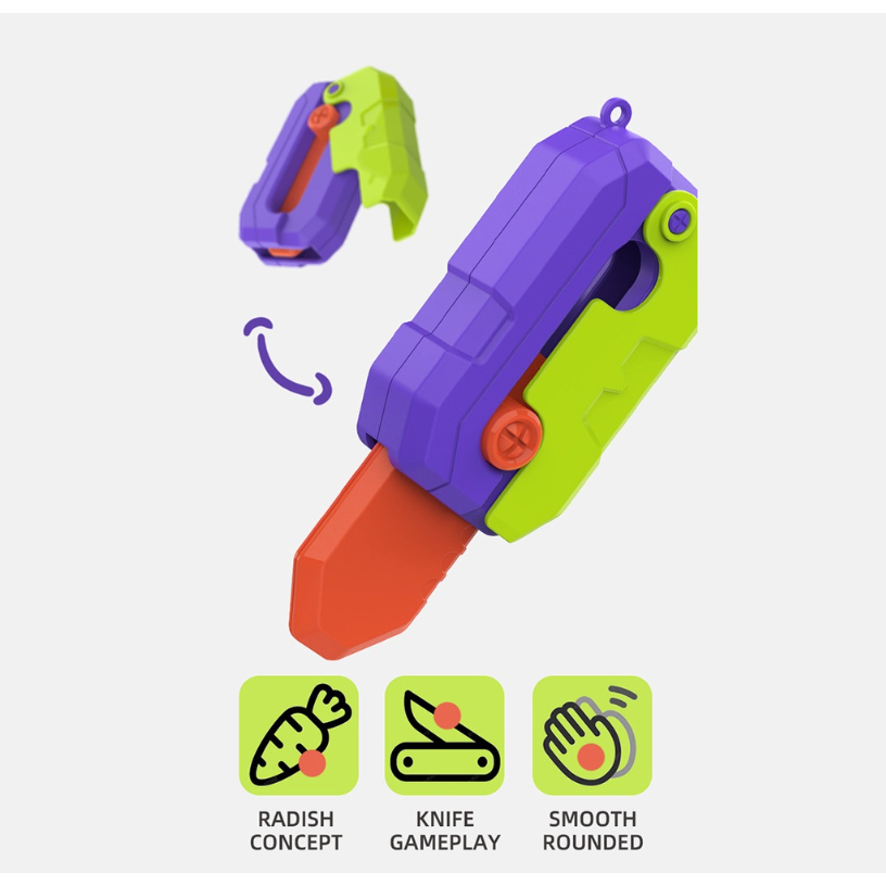 Faca de Cenoura Brinquedo Anti Estresse Interativa 3D - Estilo Cartoon com Mecanismo de Gravidade