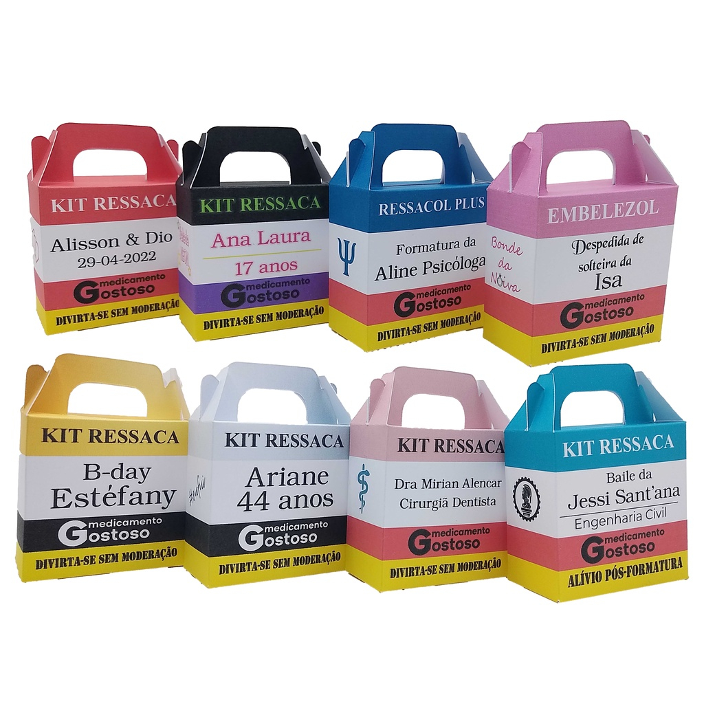 Kit Ressaca Caixinha Personalizada MALETA ( Caixinhas mini , festa ...