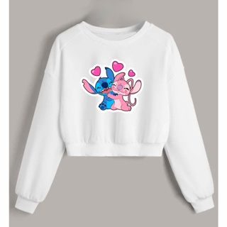 Moletom Cropeed Blusa Frio Lilo e Angel Casal Top Oferta