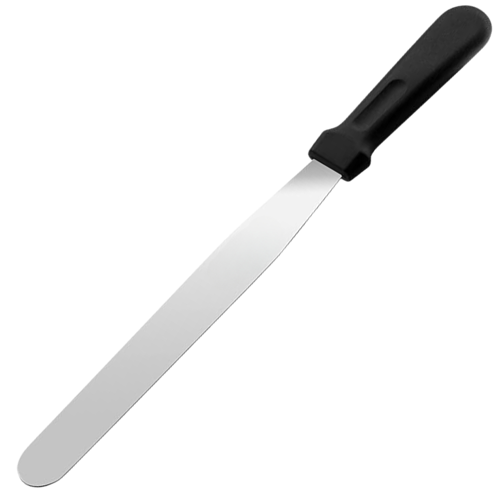 Espátula de Confeiteiro Reta 30cm Aço Inox Reforçada Preta