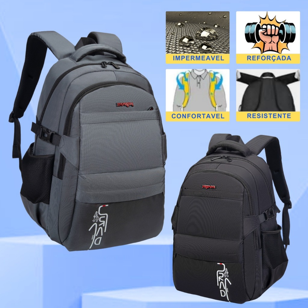 Mochila Reforçada Escolar Masculina Impermeável Resistente Para ...