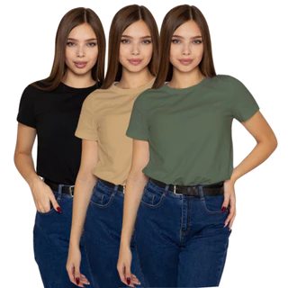Kit 3 Blusa Feminina Blusinha Basica Lisa Babylook Segunda Pele