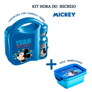 Kit Lancheira HORA do RECREIO MICKEY : Lancheira, Garrafa e Pote