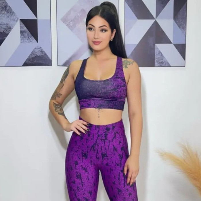 Conjunto Feminino De Academia Legging e Top Fitness Roupa Treino Feminina Degrade leg poliamida