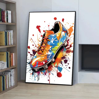 Quadro decorativo chuteira colorida futebol 60x40cm