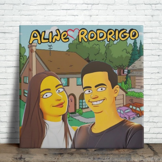 Azulejo Personalizado com Caricatura The Simpsons + suporte de mesa + caixinha personalizada para presente