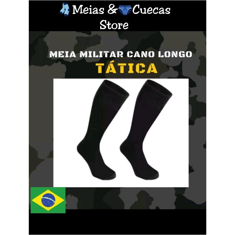 kit 4 Pares Meião Militar Tático Meião Preto PM Meião Coturno Meia Algodão Promoção Oferta