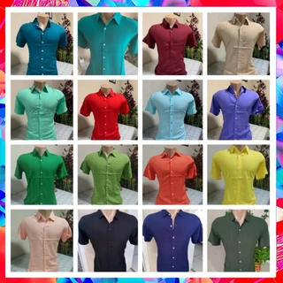 Lisa Camisa Social Masculina Slim Fit Manga Curta
