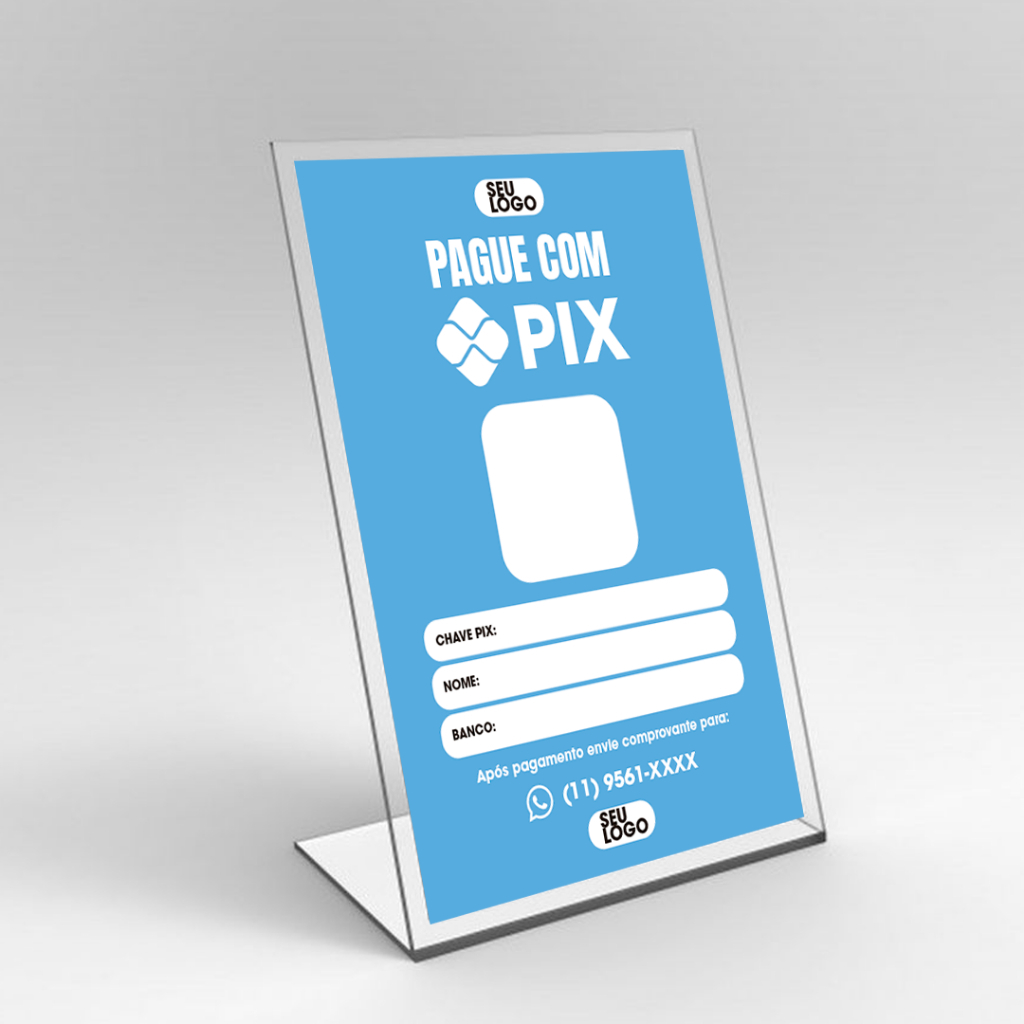 Placa De Pix Pagamento Qr Code Display Balcão Tam. 10x15cm