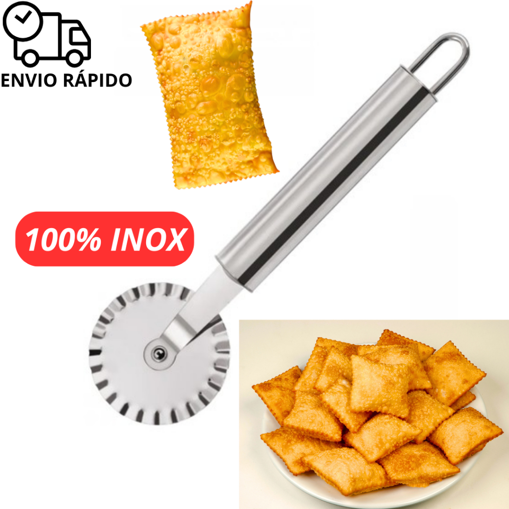 Carretilha Cortador Em Aço Inox Lisa Cortar Massas Pastel Pizzas