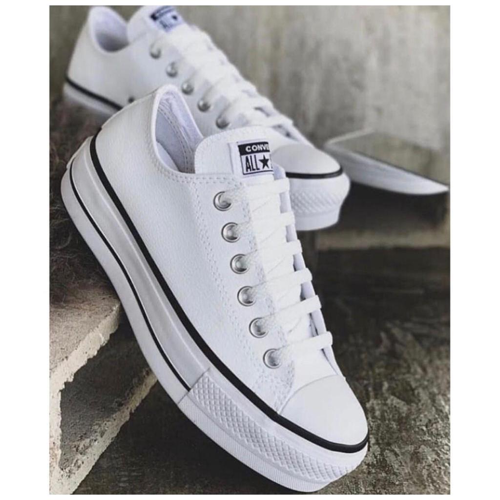 Tenis plataforma all star feminino sola alta branco couro | Shopee Brasil