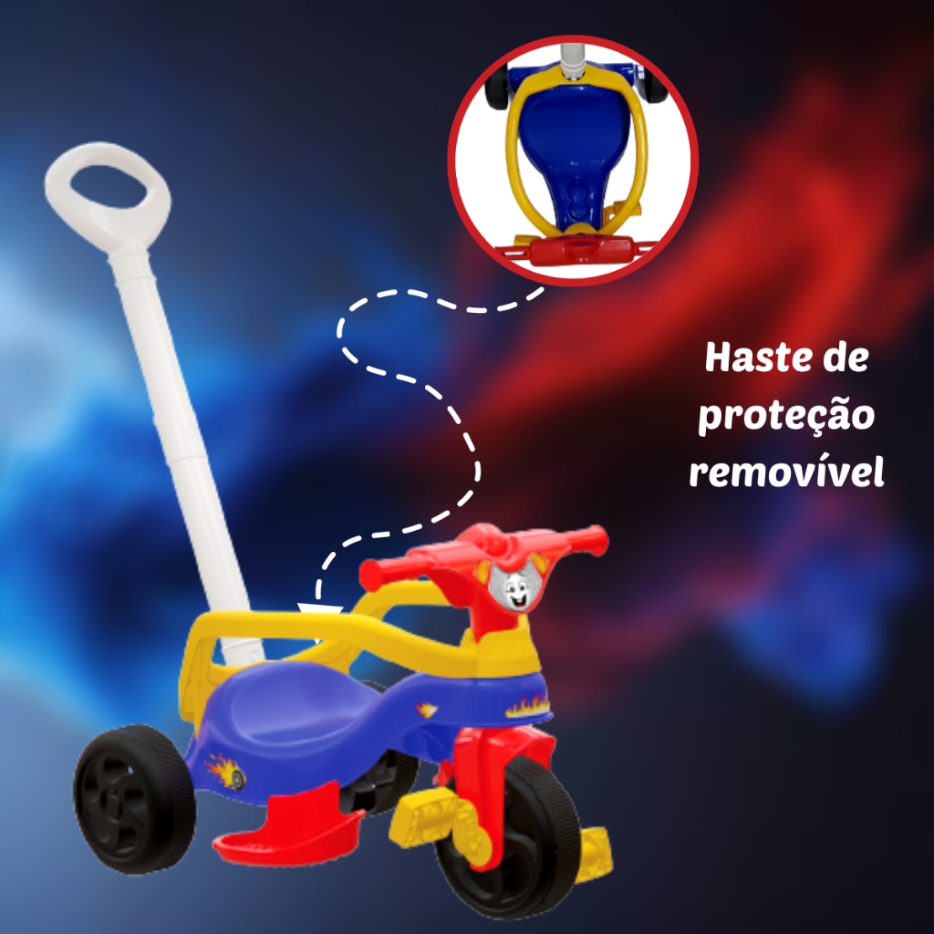 MEP Motoca Com Haste Triciclo com Proteção Menino Completo Motoquinha ...