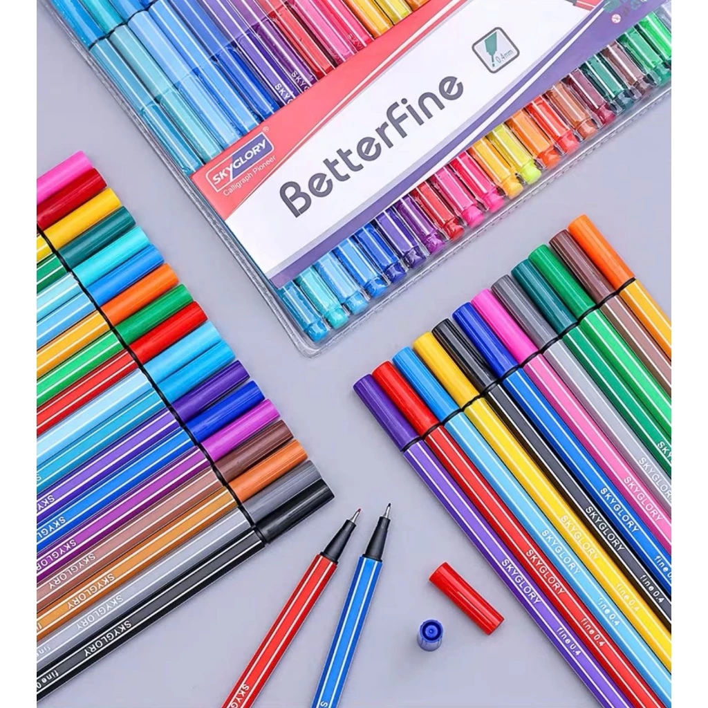 Kit de canetas com 6/12/24 cores Fine Line Coloridas Ponta Fina 0.4 mm Fineliner Marker