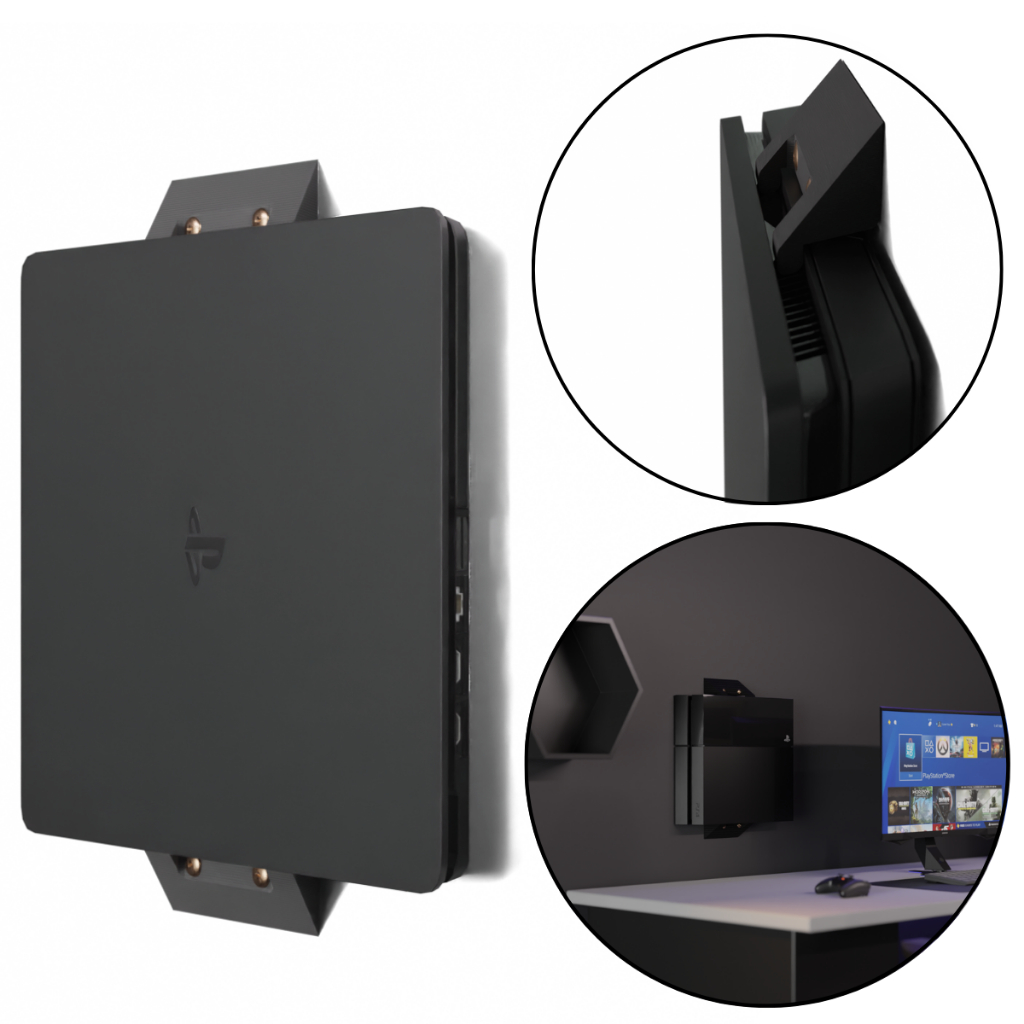 Suporte Playstation 4 Ps4 Fat Na Parede Vertical + Parafusos