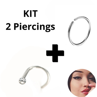 1 Piercing De Nariz Nostril D-ring em aço cirúrgico