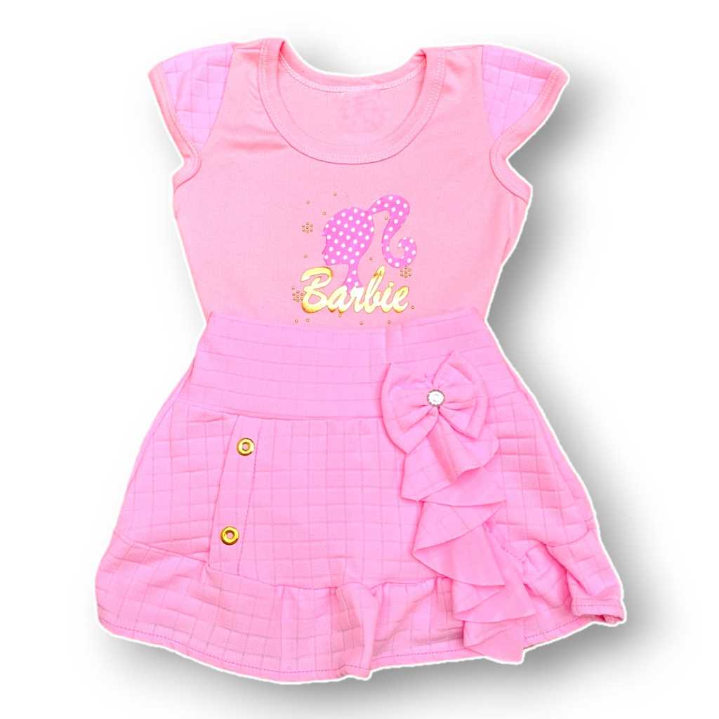 Conjunto infantil roupa criança menina verão saia sainha personagens ...
