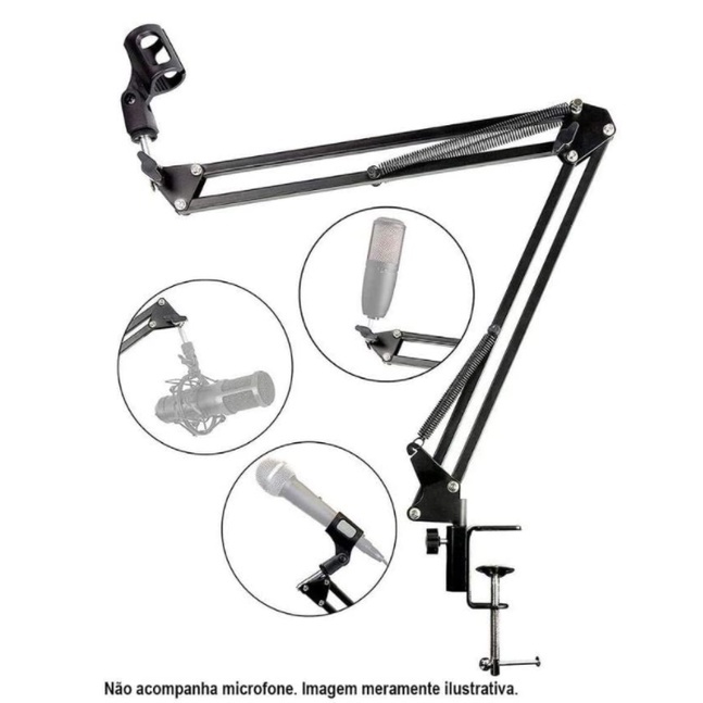 Braço Suporte Pedestal De Mesa Articulado Para Microfones