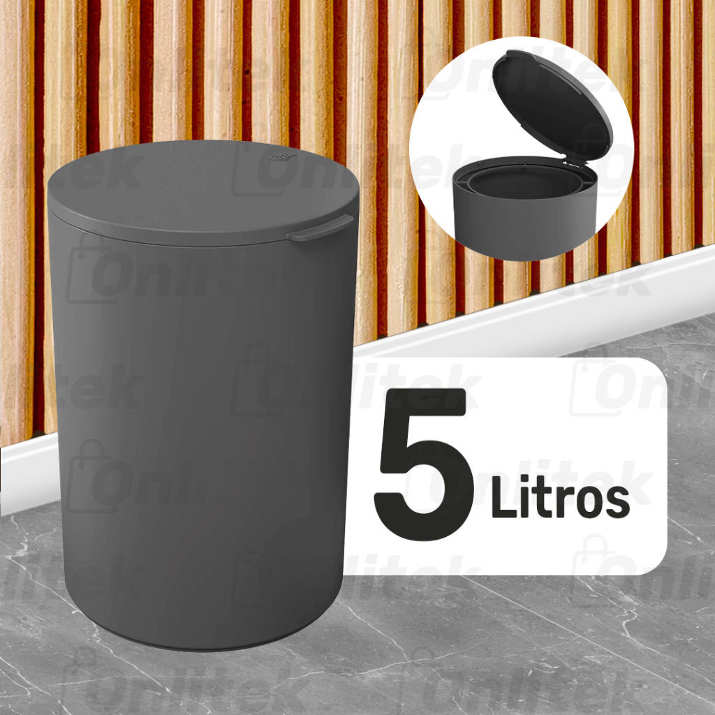 Lixeira Cesto Lixo Com Tampa 5 Litros Multiuso Coza Serene Banheiro / Cozinha / Escritório