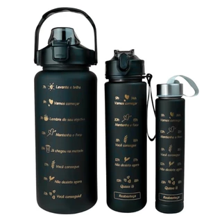 Kit 3 Garrafa De Água Squeeze 2 Litros Motivacional Frases Hidratação