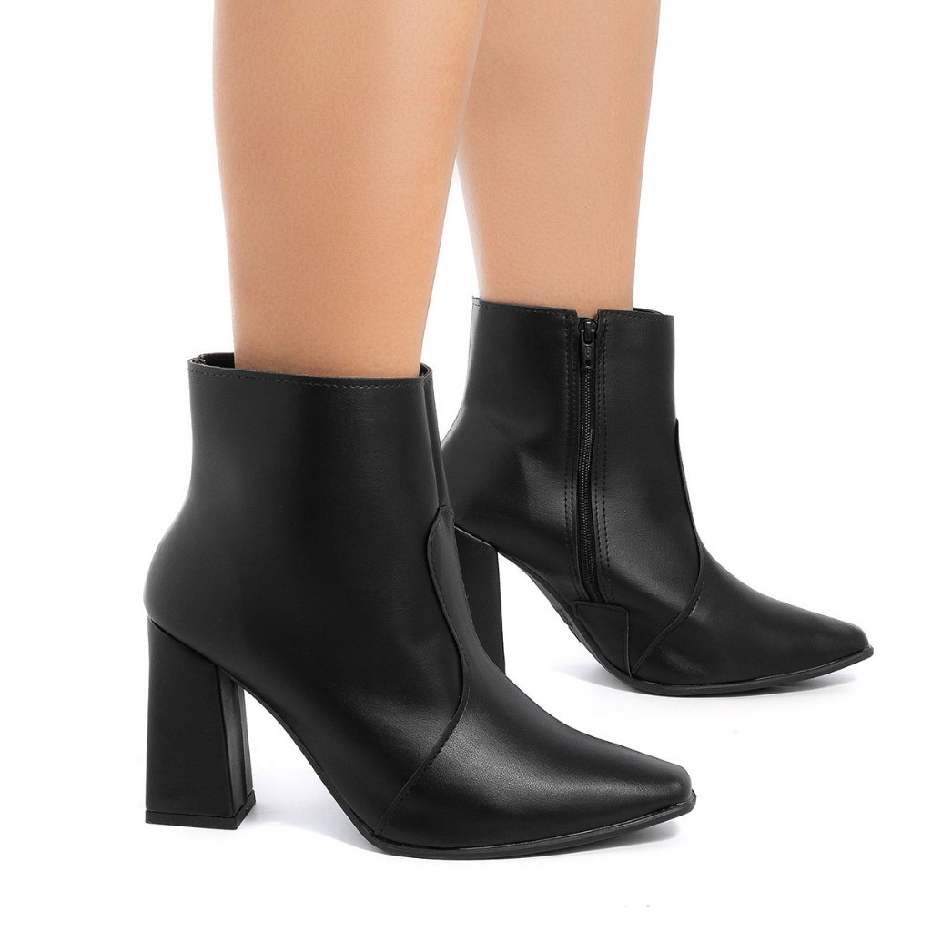 Bota Coturno Feminina Bico Quadrado Stessy Shoes Confortável Tendência