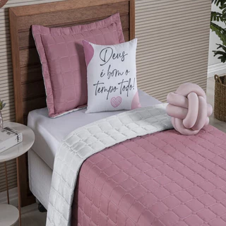 Cobre Leito Paris Cama Solteiro Colcha Dupla Face 5 Peças Cores