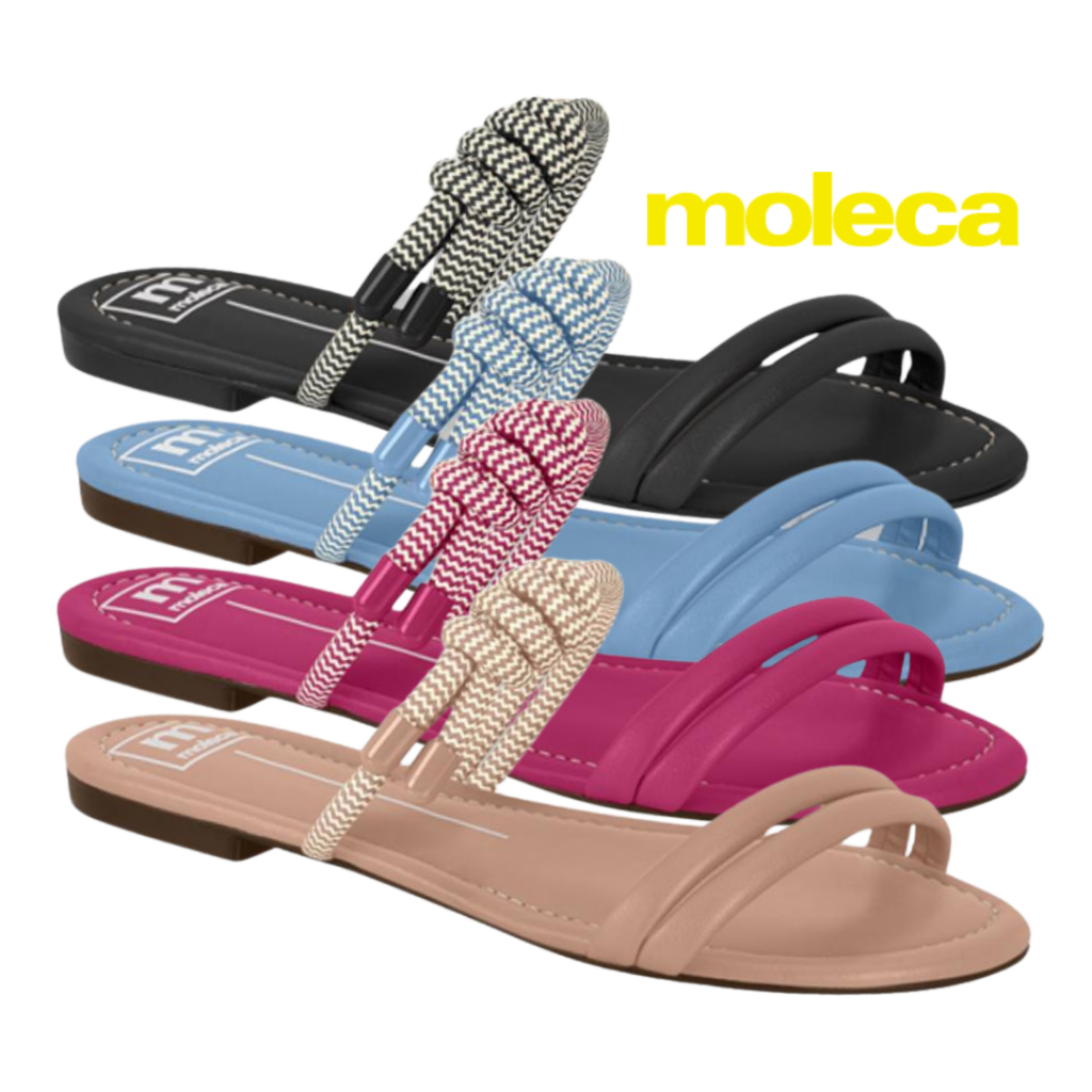 Sandalia Rasteira Moleca Feminina Original Beira Rio Conforto Casual ...