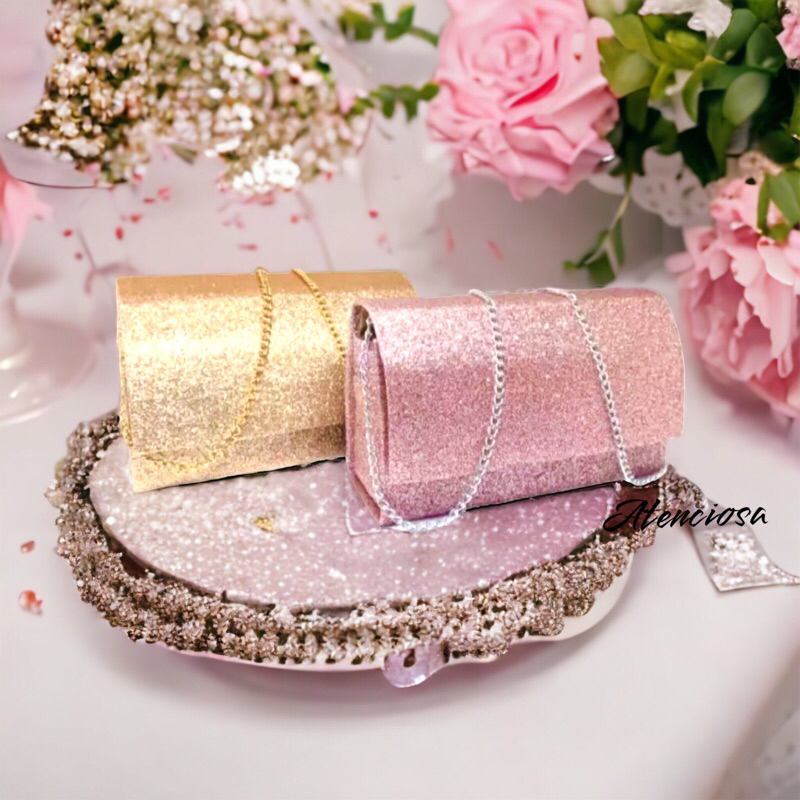Kit 2 Bolsa Casamento Festa De Mão Com Alça Corrente DouradaRosa ...