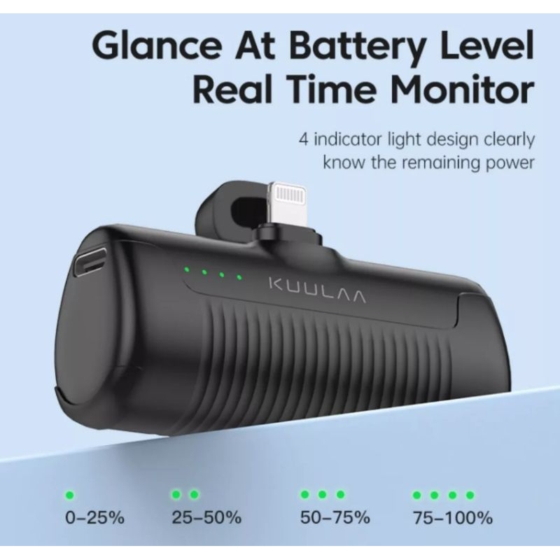 Carregador Power Bank Sem Fio Kuulaa portátil Tipo-C 4500mAh Original